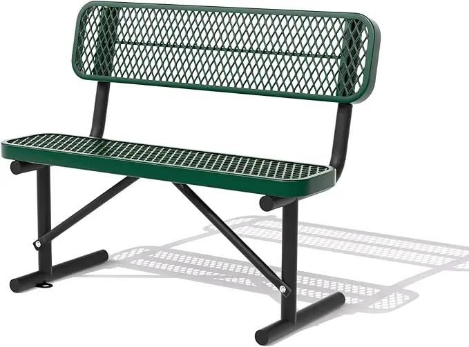 4/6/8 Feet Park Bench for Outside Heavy Duty Metal, Garden Benches Outdoor Bench with Backrest & Portable Frame, for Shopping Malls Stores Parks Patios Decks, Green by GreenHaven Gardens