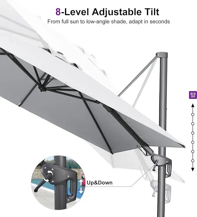 PURPLE LEAF 10' X 6.5' Left-right Tilting Outdoor Patio Umbrella Swivel Offset Cantilever Heavy Duty Rectangle Aluminum Umbrella with UV Resistant for Deck Pool Patio Backyard, Pebble Grey by GreenHaven Gardens
