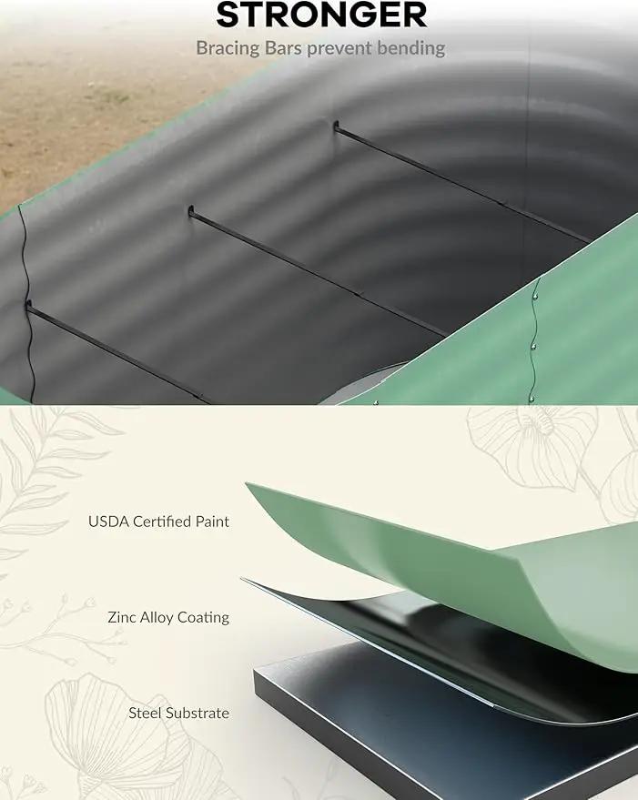 4x2x2 ft Raised Garden Bed,Galvanized Raised Planter Boxes Outdoor with Easy Assembly, Large Garden Bed for Vegetables, Fruits, Flower,Raised Garden Bed,Green by GreenHaven Gardens