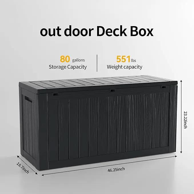 80 Gallon Outdoor Cushion Storage - Waterproof Deck Storage Box & Patio Storage Box, SpaceMax Resin Chest with Lock for Pool/Garden Tools, UV-Resistant, Onyx Black by GreenHaven Gardens