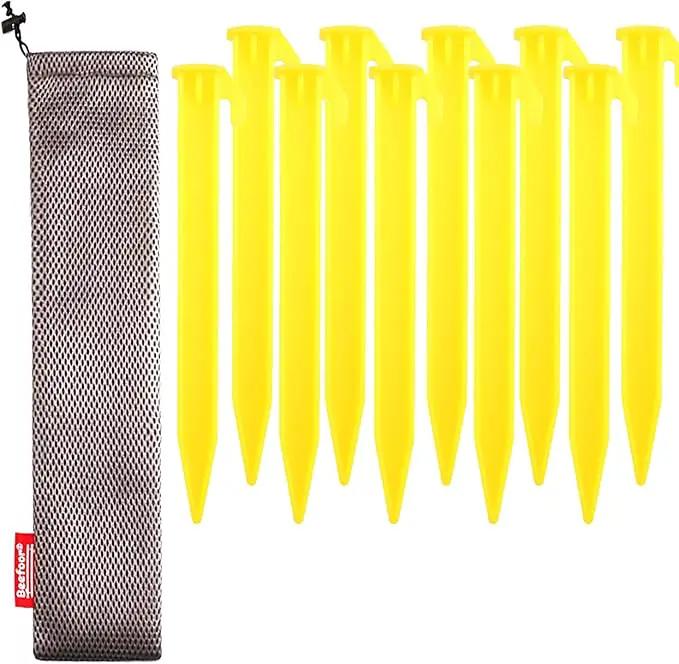 10-Pack Plastic Tent Stakes – 6-Inch Heavy Duty Canopy Anchoring Pegs for Camping, Gardening, Landscaping, Backpacking – Lightweight, Rust-Proof, Reusable Camping Stake by GreenHaven Gardens