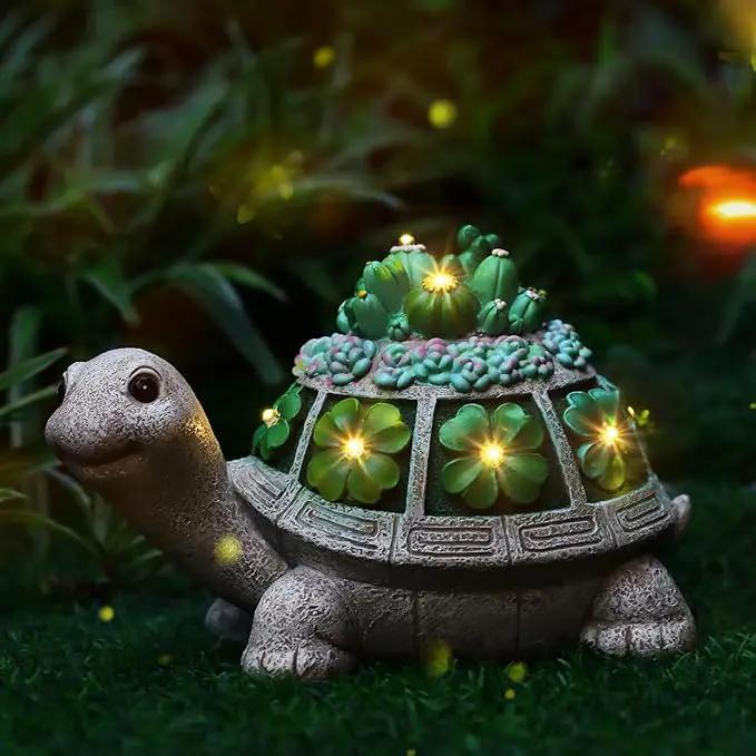 Turtle Solar Outdoor Light Garden Statue with Clover,Decoration for Patio,Yard,Lawn,Gifts for Women Mom Grandma by GreenHaven Gardens