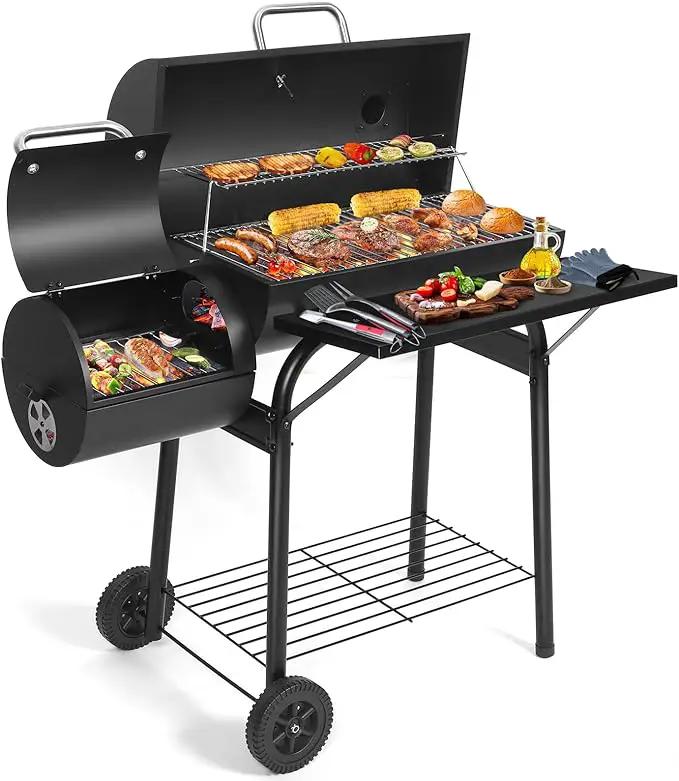 Charcoal Grill Offset Smoker: Charcoal Barbecue Grills with Spacious Cooking Area | Barrel BBQ Grill and Smokers Combo for Outdoor Patio Backyard Camping and Parties by GreenHaven Gardens