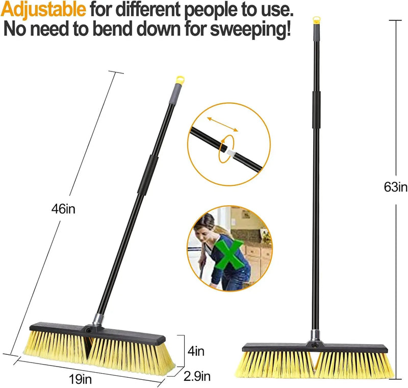 KeFanta 18 Inches Push Broom Outdoor- Heavy Duty Broom with 63" Long Handle for Deck Driveway Garage Yard Patio Warehouse Concrete Floor Cleaning by GreenHaven Gardens