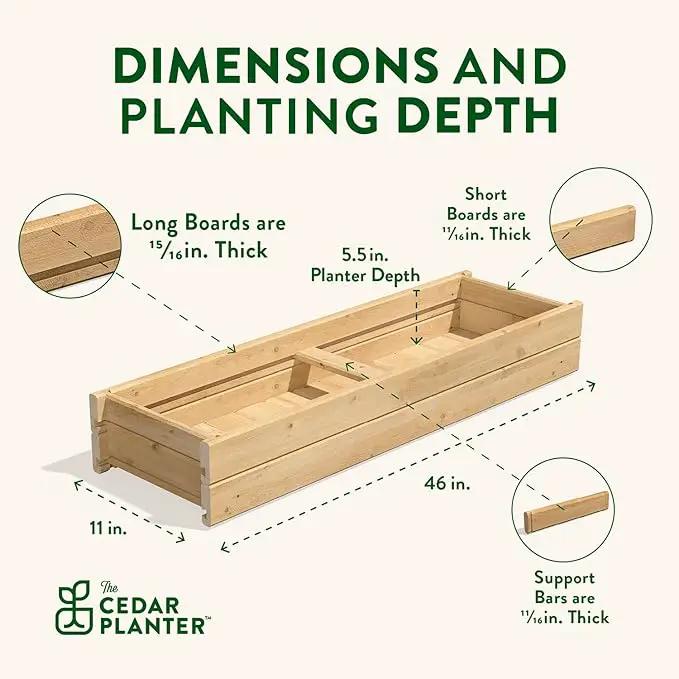 Greenes Fence Cedar Wood Planter Box with Rail Mount Brackets, 46" x 11" x 7" - Made in USA with North American Cedar by GreenHaven Gardens