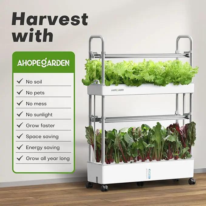 Ahopegarden Indoor Garden Hydroponics Growing System Kit: 60 Pods Vertical Garden with LED Grow Light - Plant Germination Kit Aeroponic Veggie Flower Fruit Growth with Smart Socket & Pump System by GreenHaven Gardens