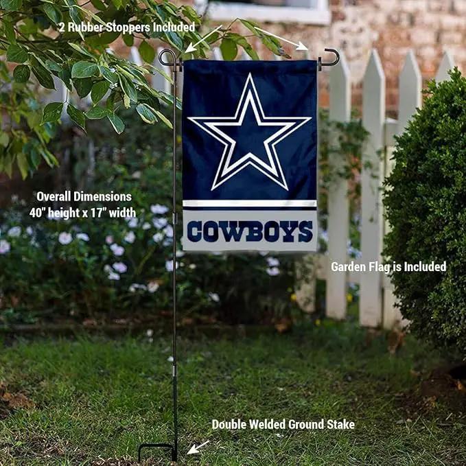 WinCraft Dallas Garden Flag with Stand Holder by GreenHaven Gardens