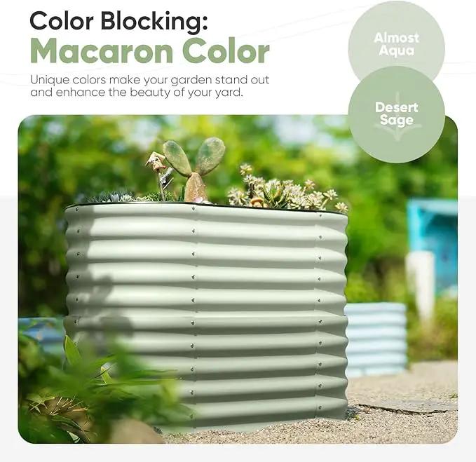 KING BIRD Raised Garden Bed 2.85 ft Tall 6 in 1 Galvanized Planter Garden Box Outdoor for Gardening, Deep Root Vegetables, Flowers 47.2X23.6X34.2 in, Light Green by GreenHaven Gardens