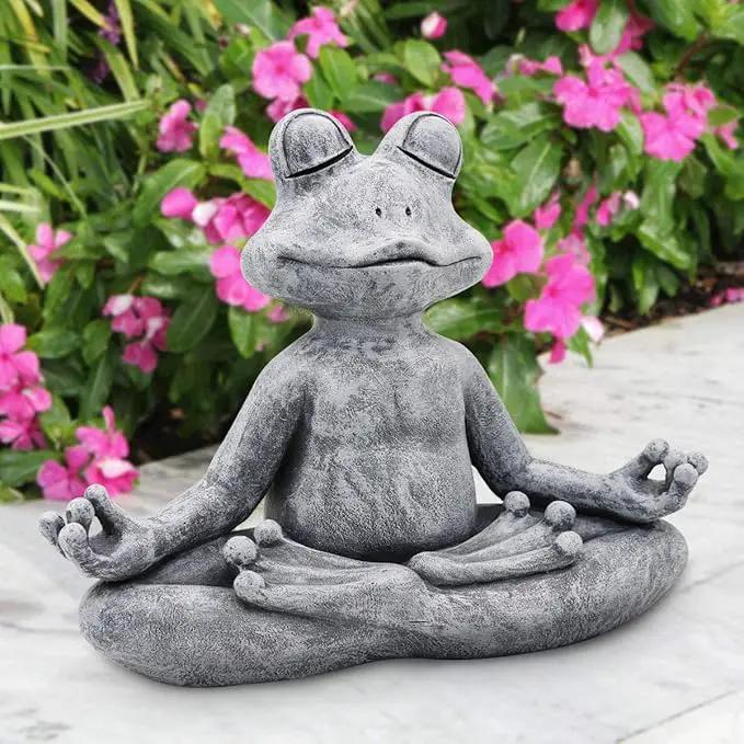 Goodeco 12.5" L×10" H Meditating Yoga Frog Statue - Gifts for Women/Mom, Zen Garden Frog Figurines for Home and Garden Decor, Frog Decorations Gift Ideas, Frog Gifts for Women by GreenHaven Gardens