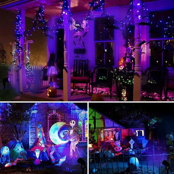 2 Pack HalloweenWaterproof UV LED Blacklight Landscape Lights, Outdoor Plug in Black Light Spotlight for Pathway Light Plug Spike Stand Garden, Yard, Lawn, Halloween, Party Decorative Lighting by GreenHaven Gardens