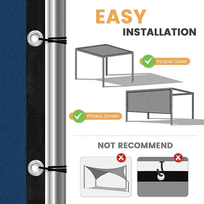 VICLLAX Shade Fabric Sun Shade Cloth with Every 2 FT Grommets for Patio Garden Pergola Cover Canopy 15x16 FT, Dark Blue by GreenHaven Gardens