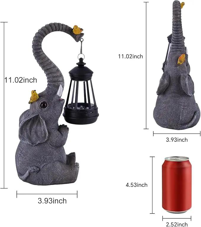 Solar Outdoor Garden Statues Lights, Mom Gifts Birthday Gifts for Women, Lucky Elephant Unique Housewarming Gifts and Yard Decoration, Elephant Figurines with Cute Birds Garden Sculpture Decor by GreenHaven Gardens