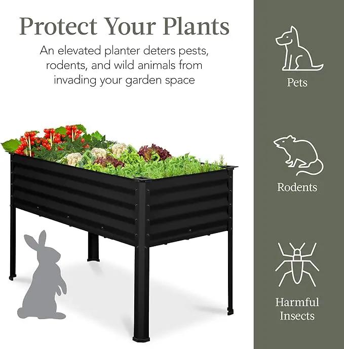 Best Choice Products 48x24x30in Galvanized Raised Garden Bed, Metal Elevated Planter Box, Vegetable Garden for Backyard, Patio, Balcony - Black by GreenHaven Gardens