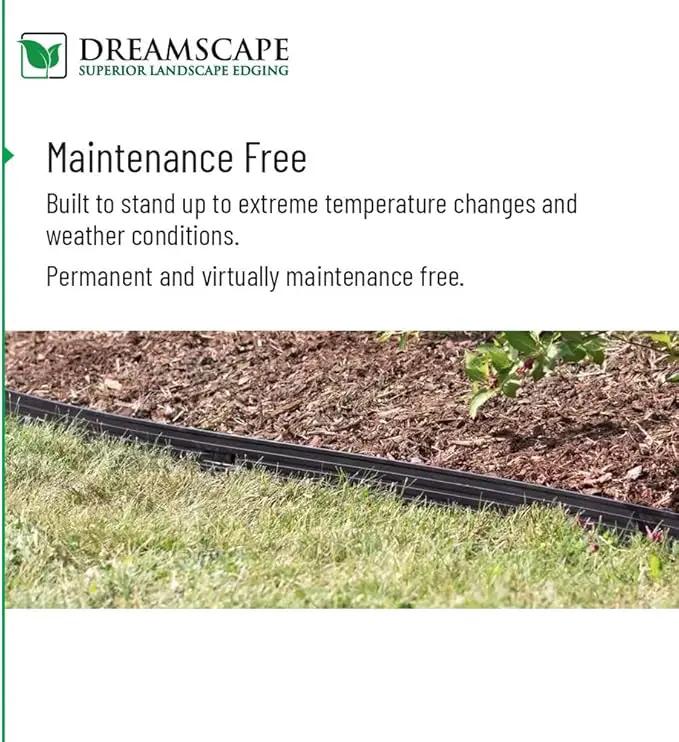 Dreamscape E-Z Edge Aluminum Landscape Edging - 4 Strips, 6ft Each (24ft Total), Mill Finish (Natural Aluminum) - Professional Quality Landscaping Border, Metal Divider for Lawn, Garden, Flowerbed by GreenHaven Gardens