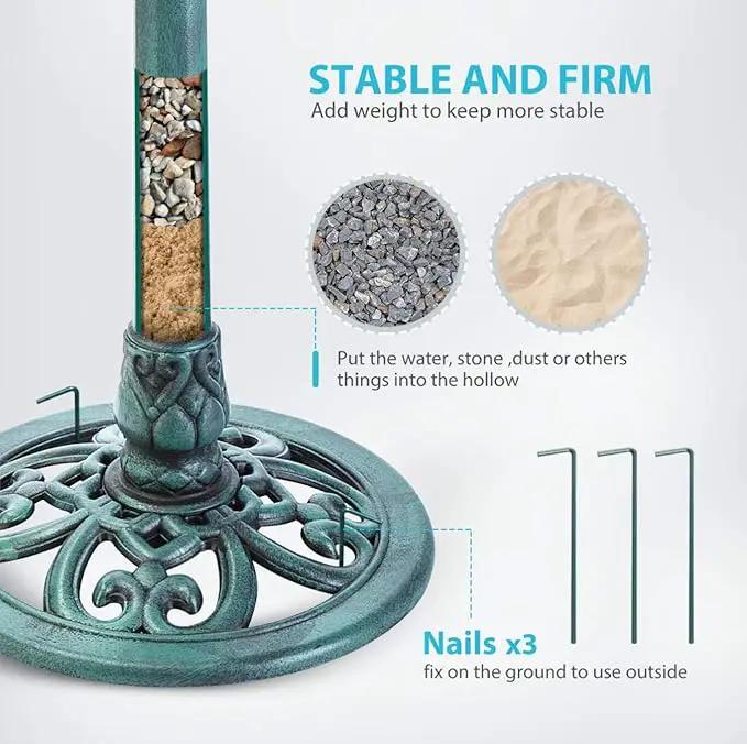 VIVOHOME 28 Inch Height Polyresin Lightweight Antique Outdoor Garden Bird Bath Green by GreenHaven Gardens