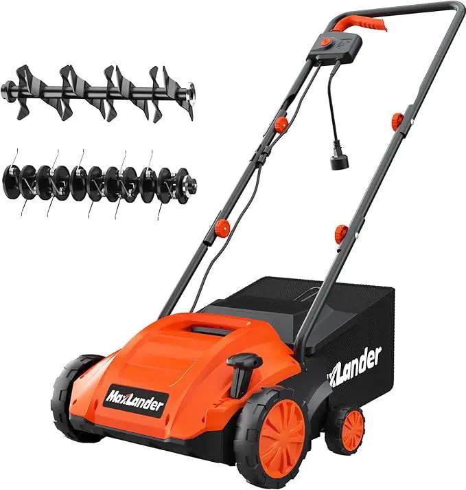 MAXLANDER Electric Dethatcher and Scarifier, 13” 12Amp 2-in-1 Lawn Dethatcher with 4-Position Depth Adjustment, 30L Removable Collection Bag, Airboost Technology Increases Lawn Health by GreenHaven Gardens