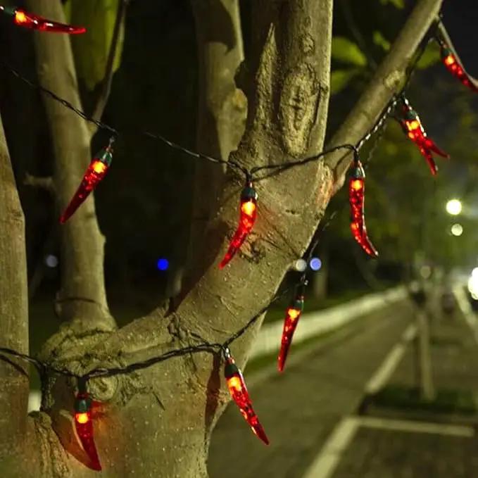 Solar Red Chili String Lights, 50 LED Chili Shape Fairy String Lights Solar Operated String Lights for Wedding, Chinese New Year,Spring Festival,Party Decoration,Christmas by GreenHaven Gardens