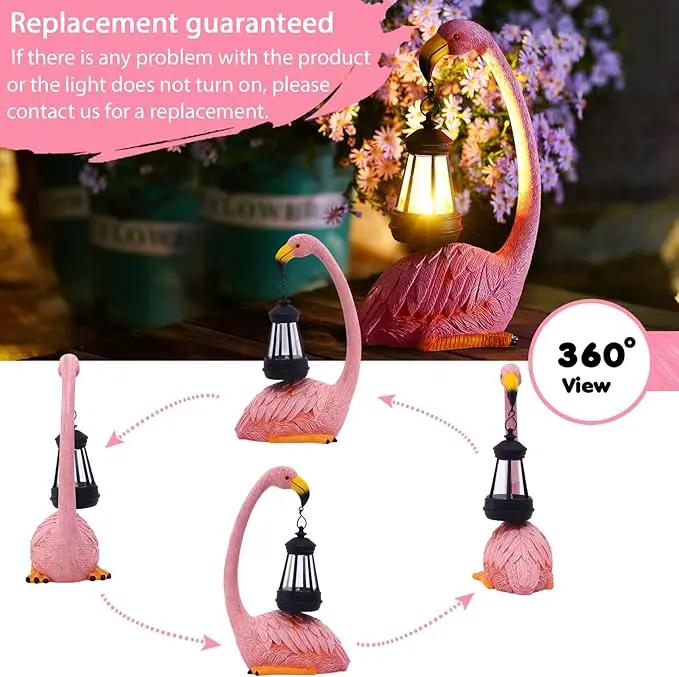 Garden Flamingo Statue with Solar Lantern - Outdoor Statue Yard Art for Patio Lawn Balcony, Unique Flamingo Gifts for Mom Women Grandma by GreenHaven Gardens