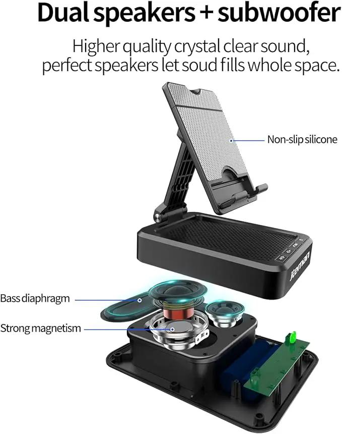 JTEMAN Tablet Stand Adjustable with Bluetooth Speakers,Kitchen Gadgets,Gifts for Women Men,Wireless Bluetooth Speaker Tablet Holder,Desk Mic Charging Sation Compatible with Phones and Tablet by GreenHaven Gardens