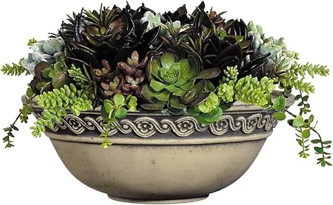 Classic Home and Garden Corinthian Resin Flower Pot Planter Bowl, Gray, 12" by GreenHaven Gardens