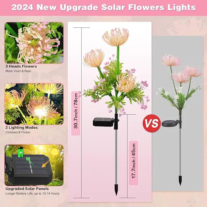 Solar Garden Lights Outdoor, 6 Pack Solar Flowers Lights,18 Head Waterproof Flower with Glowing Stems, Solar Lights Outdoor for Yard, Pathway, Garden Decor & Gardening Gift by GreenHaven Gardens