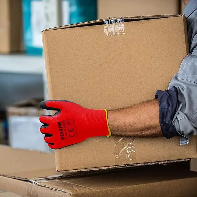 DULFINE Safety Work Gloves PU Coated-60 Pairs,Red Seamless Knit Glove with Polyurethane Coated Smooth Grip on Palm & Fingers, for Men and Women, Ideal for General Duty Work (Medium) by GreenHaven Gardens