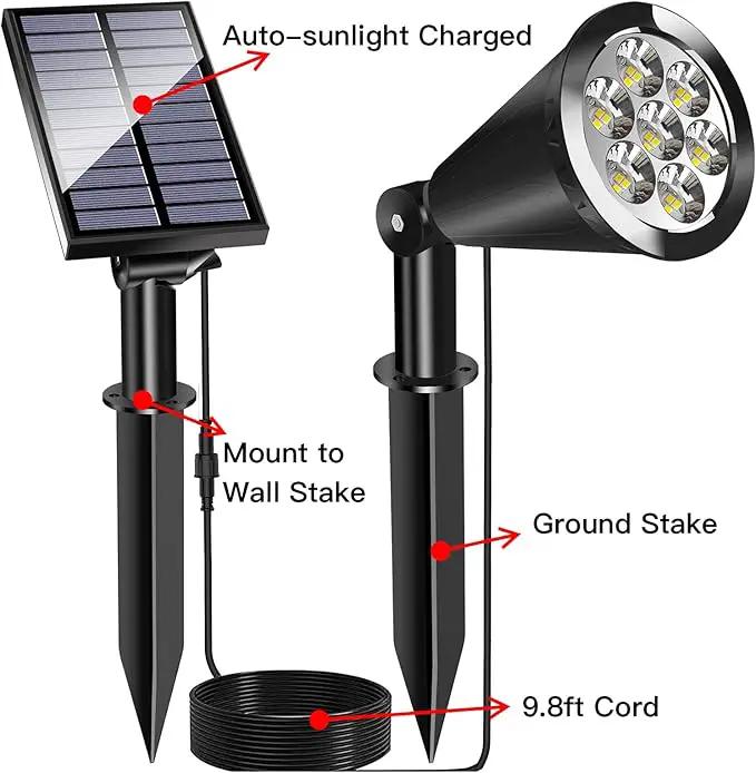 Solar Spot Light Outdoor, Waterproof Solar LED Landscape Lights Dusk to Dawn, 2-in-1 Solar Spotlight Solar Powered Accent Lights for Garden Porch Walkway Patio (4 Pack) by GreenHaven Gardens