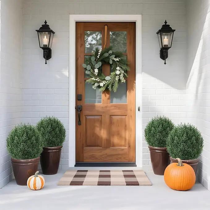 Artificial Cedar Topiary Ball Trees with Ground Spike, 24.6 inche Tall UV-Resistant Fake Outdoor Plants Evergreen Shrubs, Realistic Faux Pine Bushes for Front Porch Home Patio Garden, Set of 4 by GreenHaven Gardens