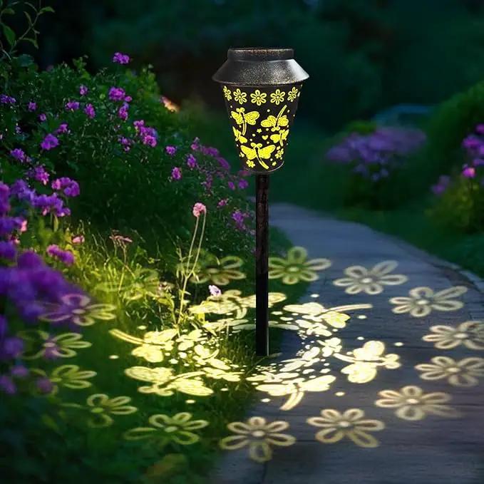 Solar Pathway Lights, Dragonfly Metal Copper Lantern for Yard, Garden, Walkway, Lawn and Patio Decor, Outdoor Waterproof Landscape Lighting Gifts for Women, Mom, Grandma by GreenHaven Gardens
