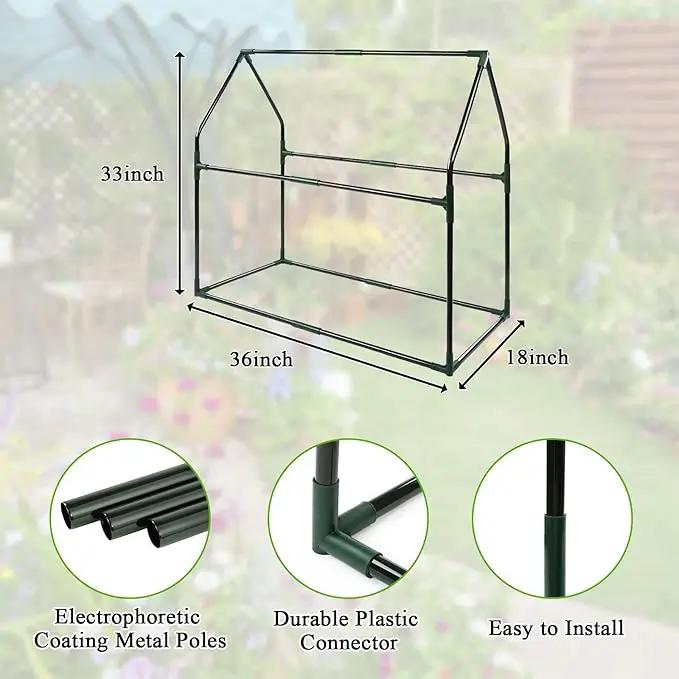 U'Artlines Portable Mini Greenhouse Small Green House with Waterproof Pad 36x18x33 Inch Plant Cover Tent for Garden Small Plants Indoor Outdoor, Green PE by GreenHaven Gardens