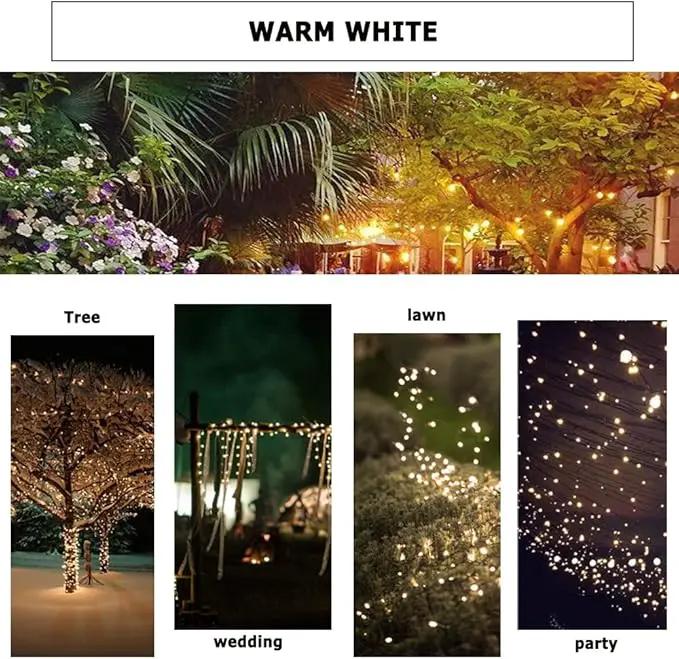 Christmas Tree Light 200 LEDs 73ft Green Cable Wire Fairy String Twinkle Lights Plug in 12 Modes for Xmas Party, Indoor, Outdoor, Garden, Wedding, Home Decoration (Warm White) by GreenHaven Gardens