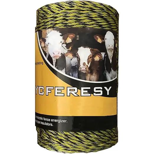 Electric Fence Polywire 656 Feet，200 Meter，6 Stainless Steel Strands for Reliable Conductivity and Rust Resistance，Portable Electric Fence Rope by GreenHaven Gardens
