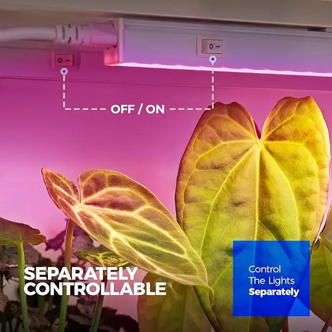 Barrina T5 Grow Lights, Full Spectrum, 2ft 80W (8 x 10W, 500W Equivalent), LED Grow Light Bulbs, Plant Lights for Indoor Plants, Greenhouse, Plug and Play, Pink, 8-Pack by GreenHaven Gardens