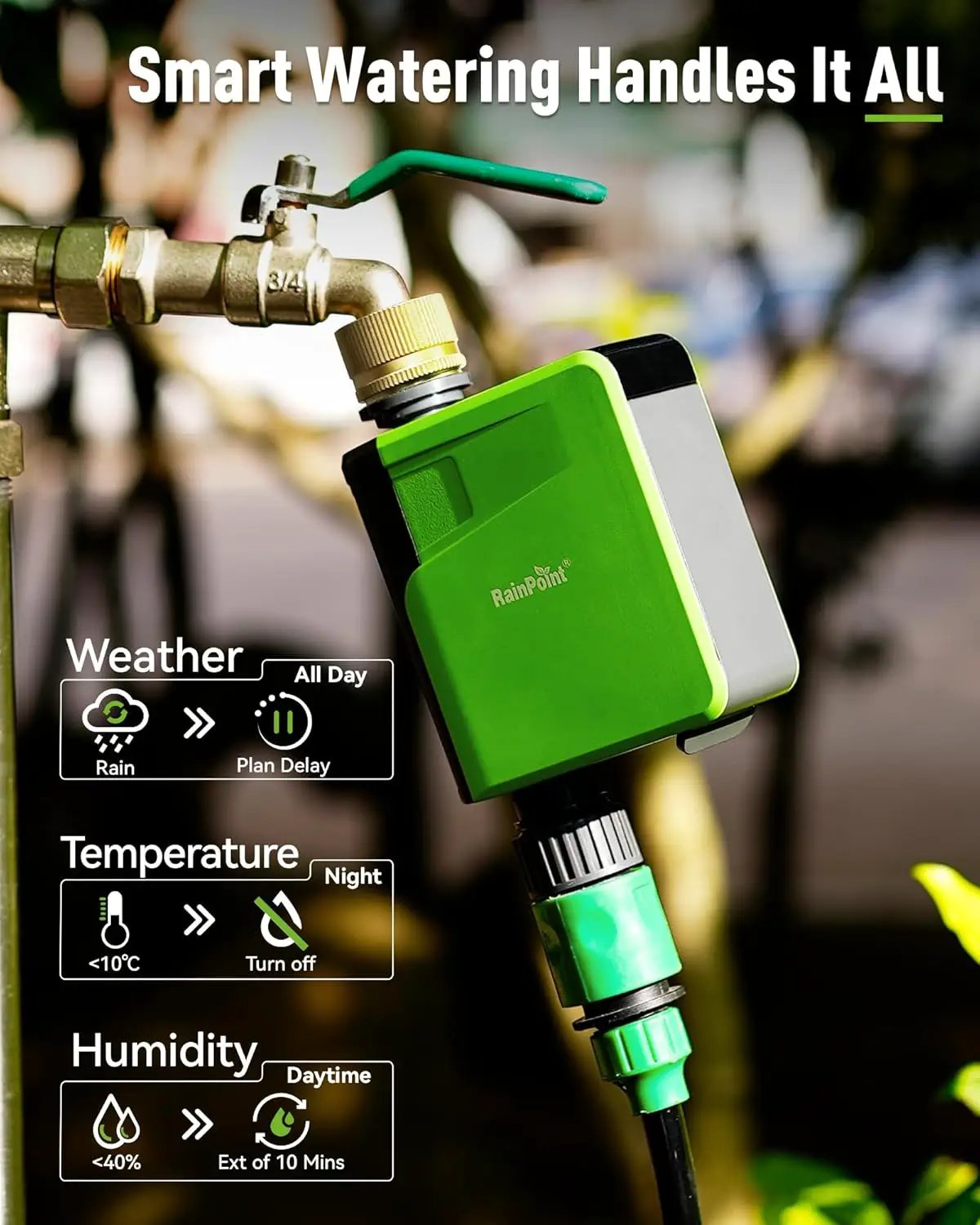RAINPOINT WiFi Hose Timer, Brass Inlet Smart Sprinkler Timer for Watering, WiFi Watering Timer for Garden Hose with Hub, APP & Voice Control, Automatic Irrigation System for Lawns and Yard by GreenHaven Gardens
