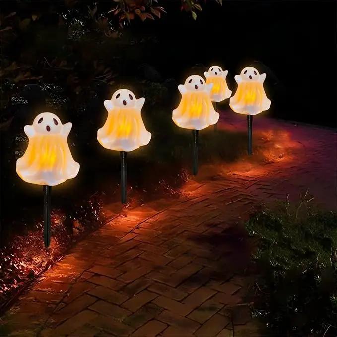 Halloween Ghosts Pathway Marker Lights, 7Ft C7 LED Outdoor Halloween Decorations String Lights Waterproof with 4 White Ghost Walkway Lights Plug in for Outdoor Halloween Party Garden Patio Garden Lawn by GreenHaven Gardens