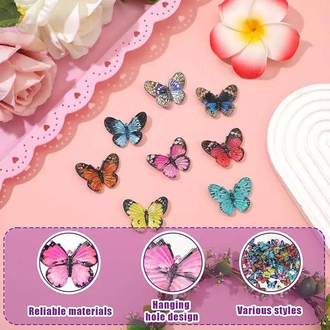 80pcs Micro Resin Butterflies, 1.6Inch Colourful Miniature Tiny Butterflies Crafts Mini Resin Butterflies for Decoration Doll House Decor Dream Garden Fairy Toys Landscape Miniature Things by GreenHaven Gardens