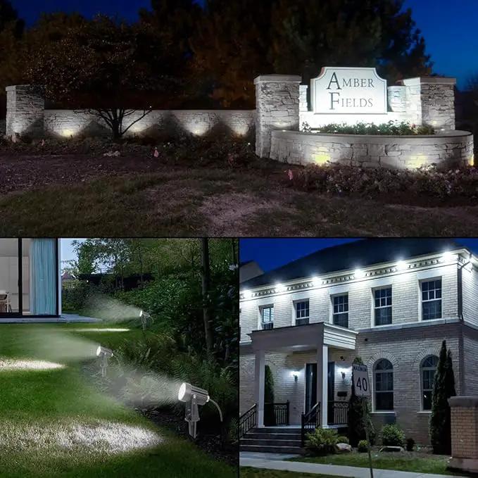 T-SUNUS Solar Landscape Spotlights, Solar Garden Spot Lights IP65 Waterproof 9.8ft Cable, 2000mAh Separated Solar Panel, Auto On/Off for Garden Driveway Pathway Pool Area (White 6000K) by GreenHaven Gardens
