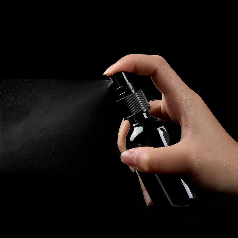 Black Glass Small Spray Bottle 2 oz 24 Packs,Fine Mist Sprayer Small Clear Bottles,Refillable Containers mini spray bottles for Cleaning Solutions and Skin Care (Black 24pcs) by GreenHaven Gardens