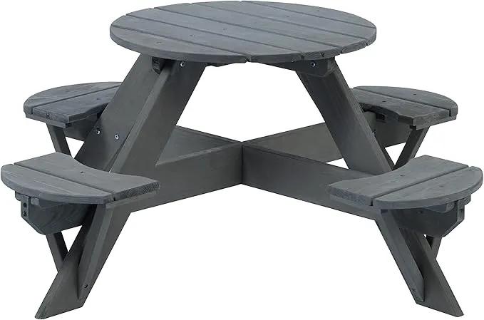 Jack & June Circular Cedar Picnic Table – 100% Cedar Wood – Weather Resistant – Perfect for Outdoor Dining and Entertaining by GreenHaven Gardens