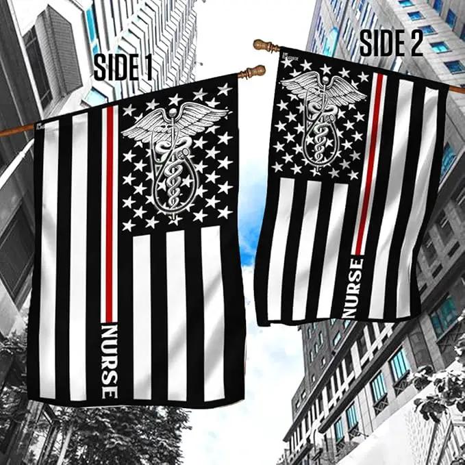FLAGWIX American Flag, Nurse Flag Thin Red Line Nurse Flag - 4th of July, Independence Day Decorations for Home, Garden, House Flag 30x40 - USA Flags Premium Polyester, Decorative Indoor Outdoor Flag by GreenHaven Gardens
