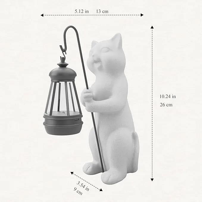 Solar Cat Garden Statue 10 Inch Porch Patio Decor for Outside Yard Decoration Outdoor Unique Housewarming Gardening Birthday Gifts for Cat Lovers Women Grandma by GreenHaven Gardens