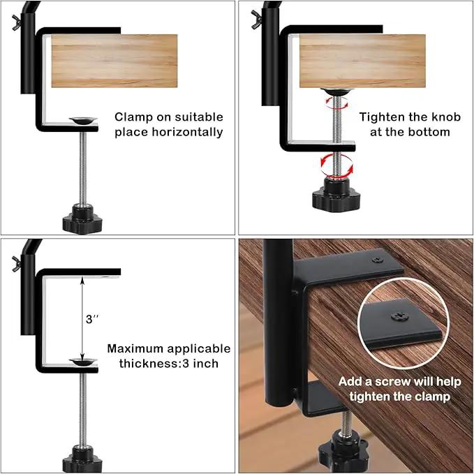 FEED GARDEN 2 Pack 14 Inch Deck Hook,Solid Steel Deck Hangers for Bird Feeders,Lanterns, Flower Basket and Suet Baskets with Clamp,Black by GreenHaven Gardens
