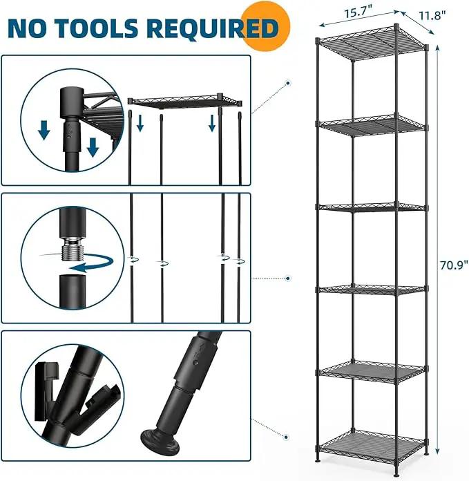 Barrina Plant Stand with Grow Lights, 6-Tier Plant Shelf with 5-Pack 50W Full Spectrum Ultra-Thin Grow Light Panel, 3 Modes, Auto Timer, Ladder Flower Pot Stand Display Rack 15.7"L x 11.8"W x 70.9"H by GreenHaven Gardens