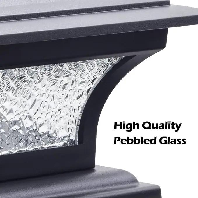 SIEDiNLAR Solar Post Cap Lights Outdoor Glass LED Fence Deck Light 2 Modes for 4x4 5x5 6x6 Wooden Vinyl Posts Patio Garden Decoration Warm White/Cool White Lighting Black (6 Pack) by GreenHaven Gardens