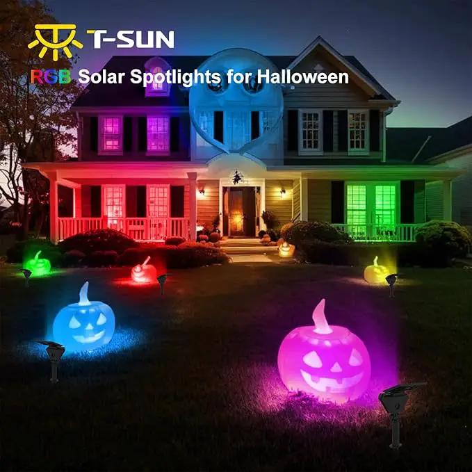 T-SUN Solar Spotlights Outdoor 6Pack Solar Landscape Spot Lights Color Changing IP65 Waterproof Auto On/Off for Garden Yard Lawn Pathway by GreenHaven Gardens