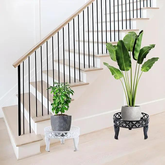 2 Pack Black Plant Stand, Anti-Rust Planter Stands for Indoor Plants, Metal Plant Stands Outdoor, Round Plant Shelf Flower Pot Stand, Display Shelves Potted Plant Holders for Garden Patio by GreenHaven Gardens