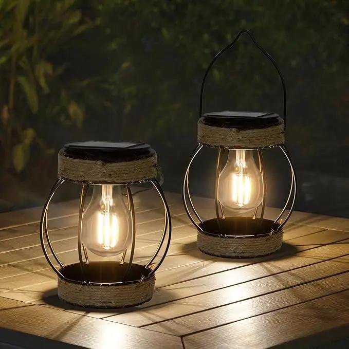 Solar Outdoor Lanterns,Hanging Solar Lights Outdoor Waterproof Metal Solar Table Lights Solar Powered Lanterns Decorative Tree Lanterns Outdoor Lamp for Patio Garden Yard Pathway, 2 Pack by GreenHaven Gardens