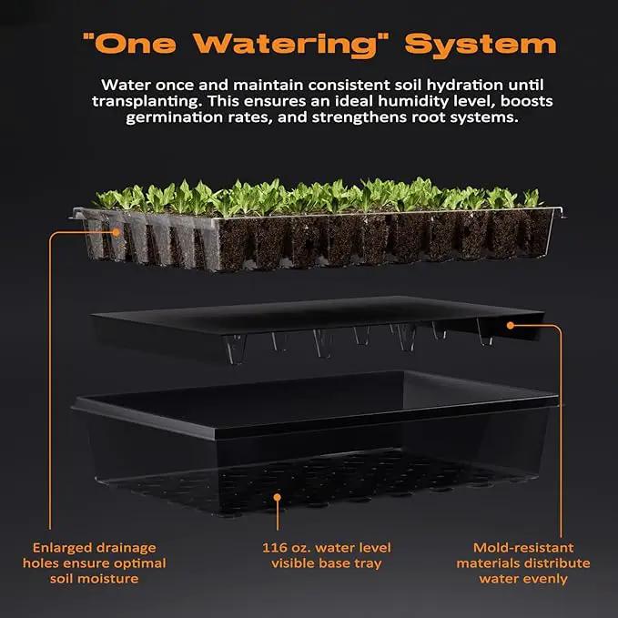 60-Cell Self-Watering Seed Starter Tray with Grow Light, Seed Starter Kit with 4.07” Humidity Dome, Indoor Seedling Starter Tray, Seed Starting Tray for Plant Germination, Seeds Growing by GreenHaven Gardens