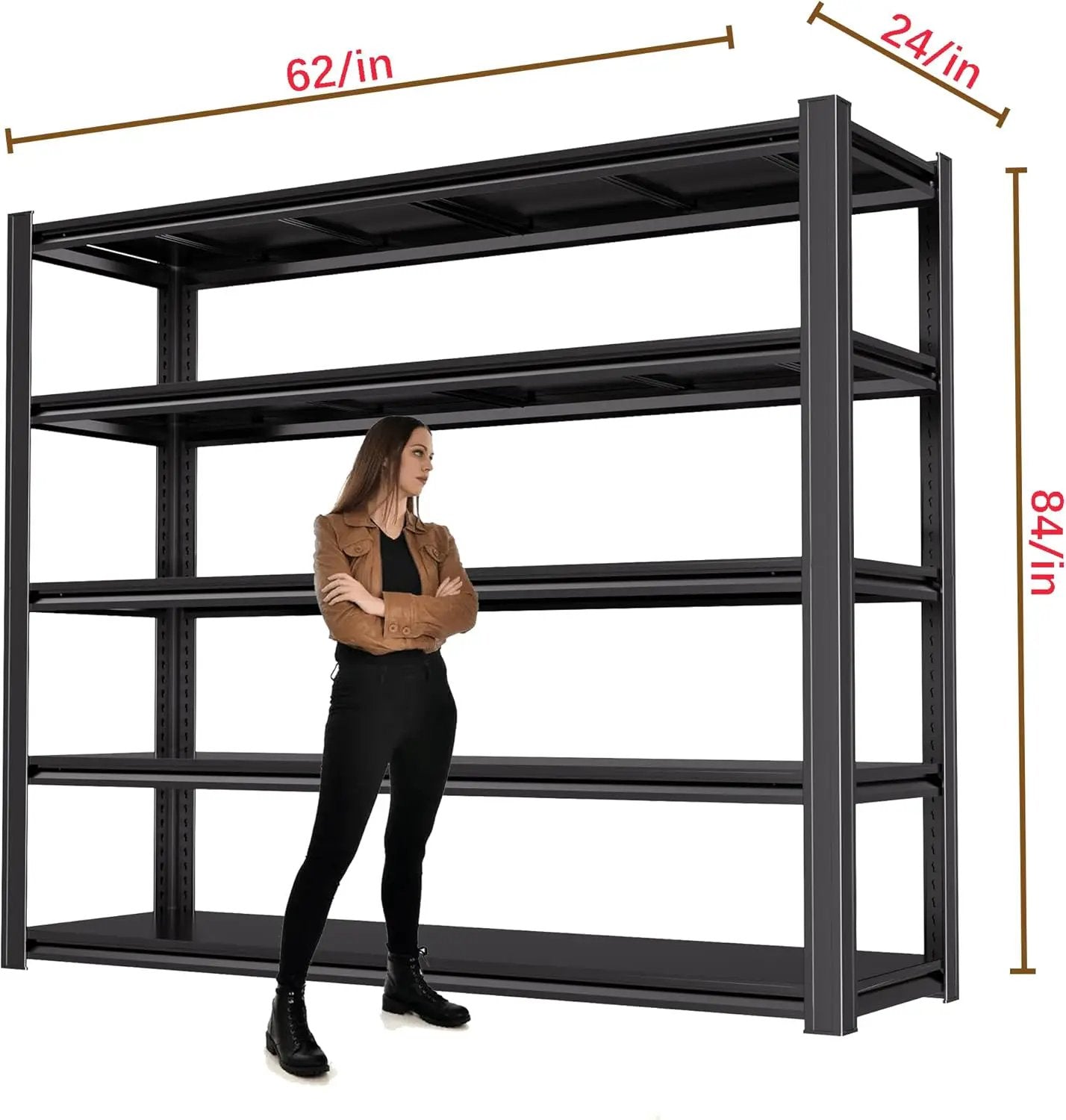 84“H Garage Shelving Heavy Duty Storage Shelves 3500 LBS Adjustable Metal Shelving Uints and Storage for Garage,Warehouse,School,Commercial,Business, 62 "W x 24 "D x 84 "H by GreenHaven Gardens