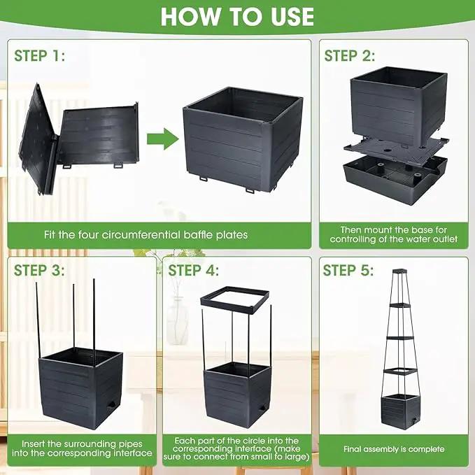 Raised Garden Bed Planter Box with Trellis, 58” Tomato Cage Planter Raised Garden Bed with Trellis for Climbing Vegetables Plants Tomato Cage w/Self-Watering, Indoor Outdoor Use (4) by GreenHaven Gardens